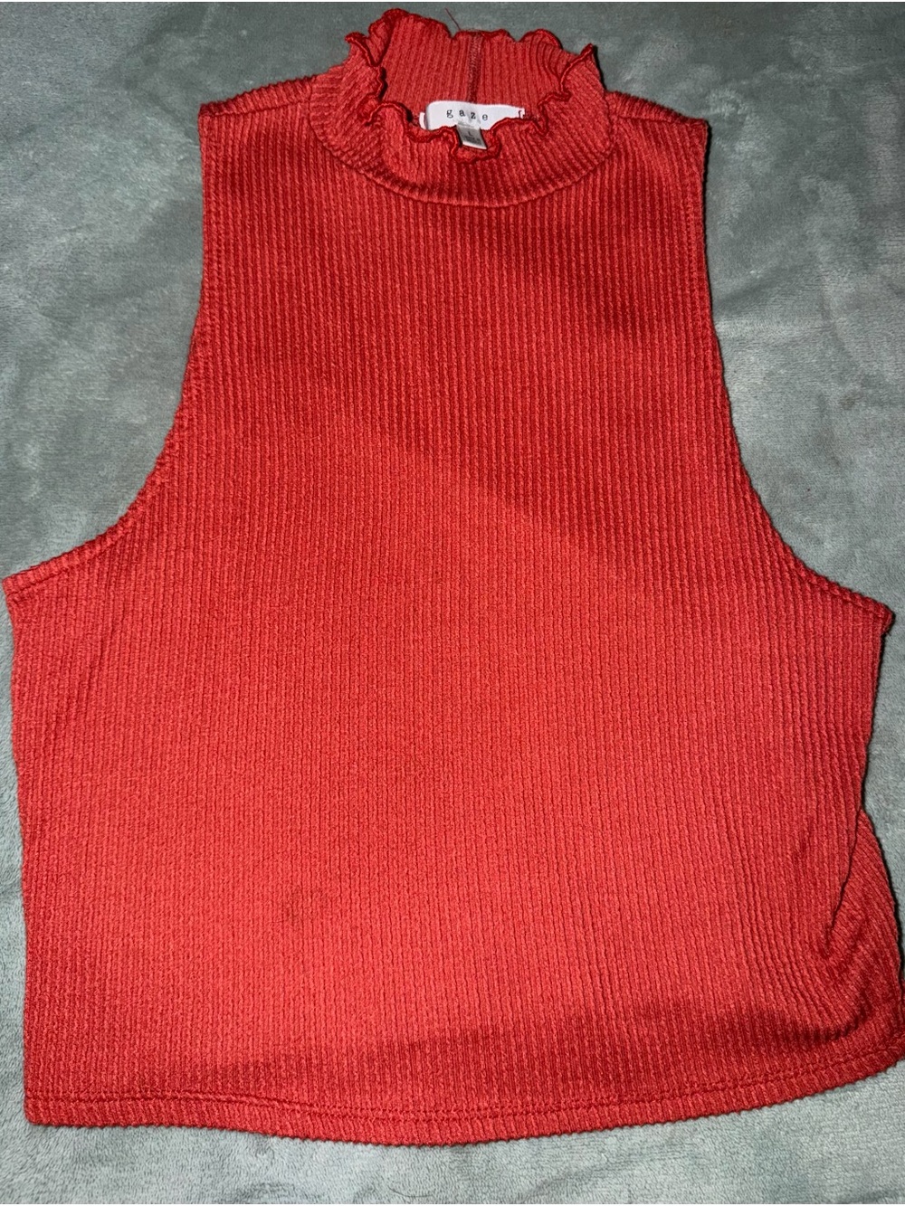 Gaze Ribbed Mock Neck Crop Tank Top – Size Large